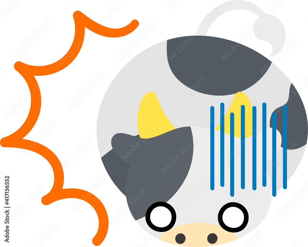 びっくりして混乱しているぬいぐるみのようなころころ牛のイラスト Stock Vector Adobe Stock
