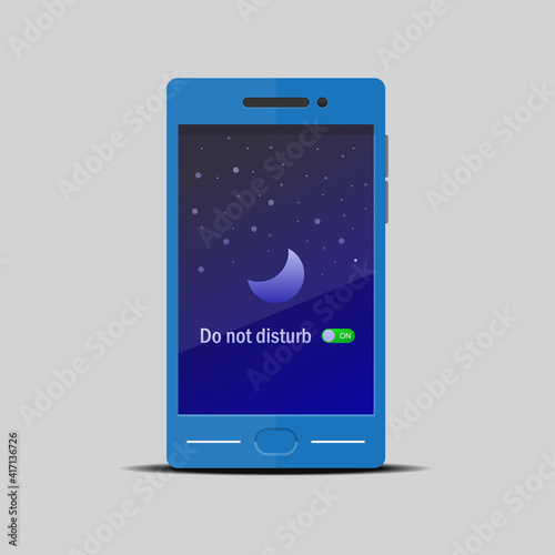 turn do not disturb on smartphone,vector flat design.