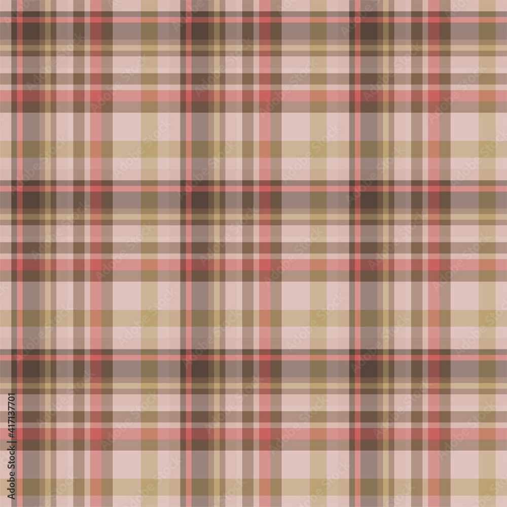 Plaid seamless pattern. Vector background of textile ornament. Flat fabric design.