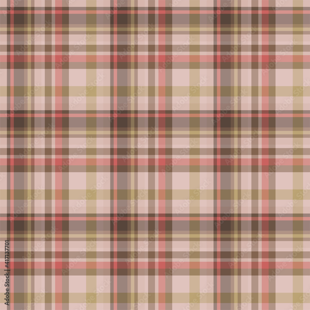 Plaid seamless pattern. Vector background of textile ornament. Flat fabric design.