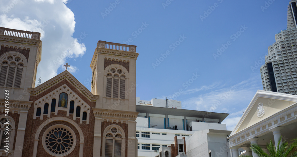 a Beautiful church and urban building in Bangkok Thailand a Beautiful church and urban building in Bangkok Thailand