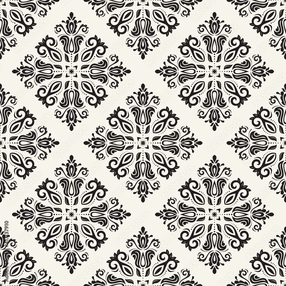 Classic seamless black and white pattern. Damask orient ornament. Classic vintage background. Orient ornament for fabric, wallpaper and packaging