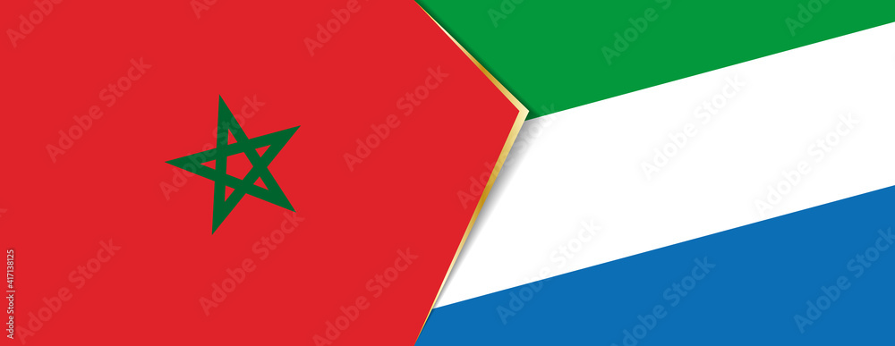 Morocco and Sierra Leone flags, two vector flags. Morocco and Sierra Leone flags, two vector flags.