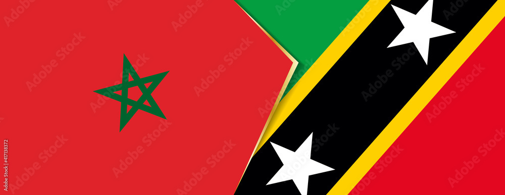 Morocco and Saint Kitts and Nevis flags, two vector flags. Morocco and Saint Kitts and Nevis flags, two vector flags.