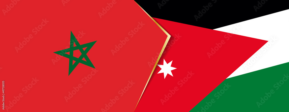 Morocco and Jordan flags, two vector flags. Morocco and Jordan flags, two vector flags.
