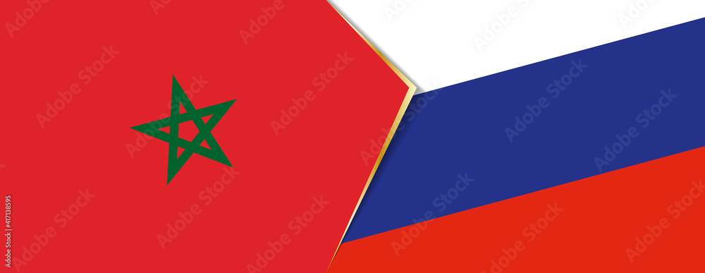 Morocco and Russia flags, two vector flags. Morocco and Russia flags, two vector flags.