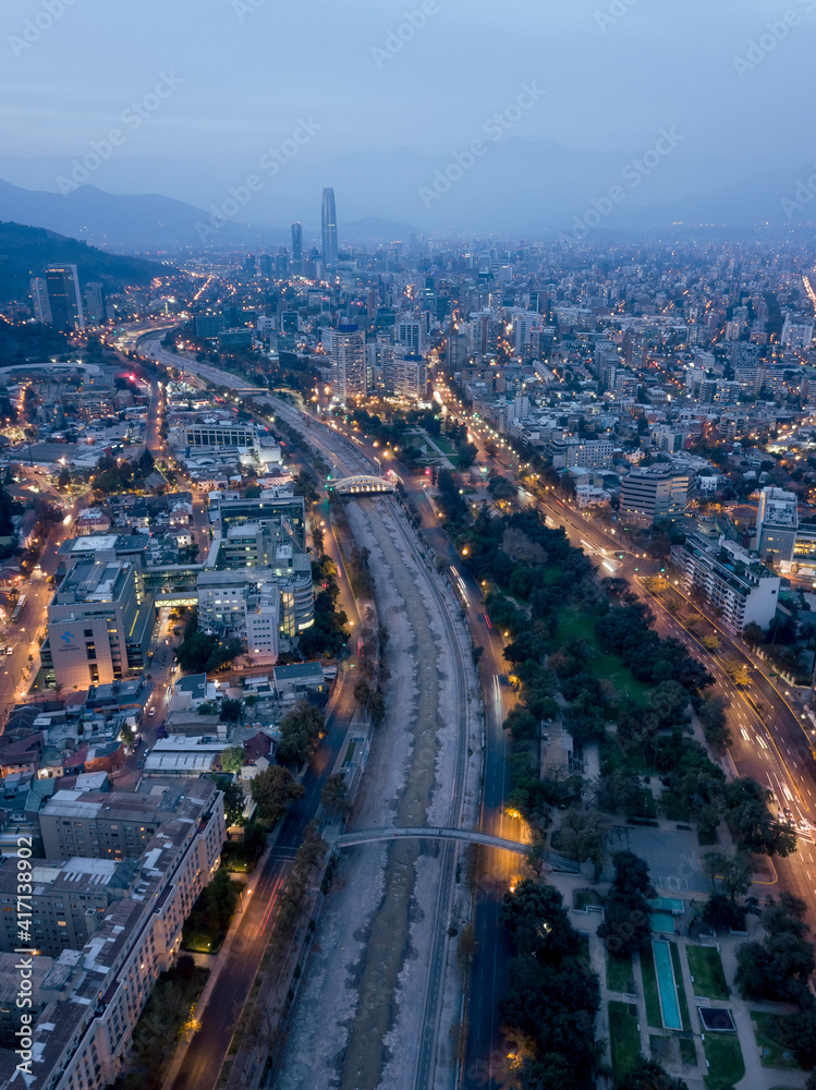 Aerial view of Santiago Chile