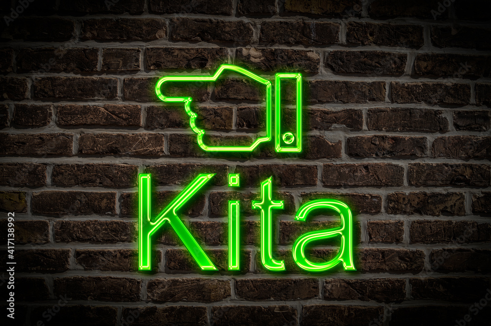 Fototapeta premium Leuchtreklame Kita