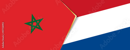 Morocco and Netherlands flags, two vector flags.