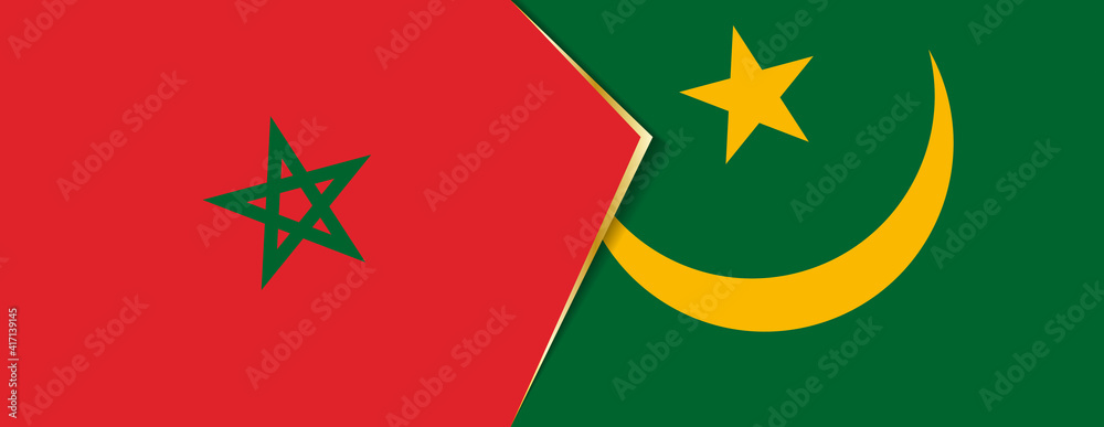 Morocco and Mauritania flags, two vector flags. Morocco and Mauritania flags, two vector flags.