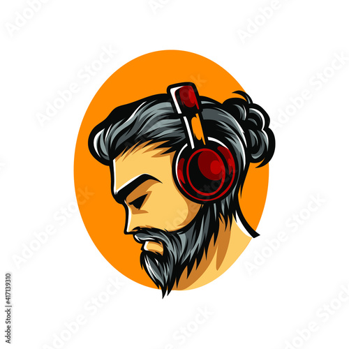 Listening Music E Sport Mascot Logo