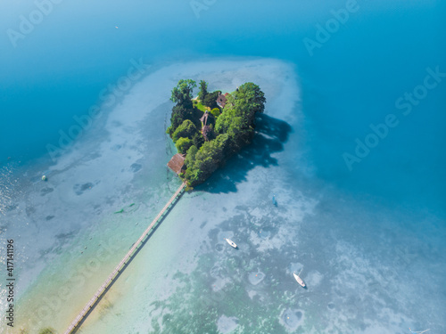 The private island Castle Litzlberg (Schloss Litzlberg) on the Lake Atter (Attersee) in Austria photo