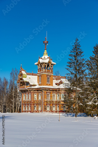 Restored old traditional russian wooden house (