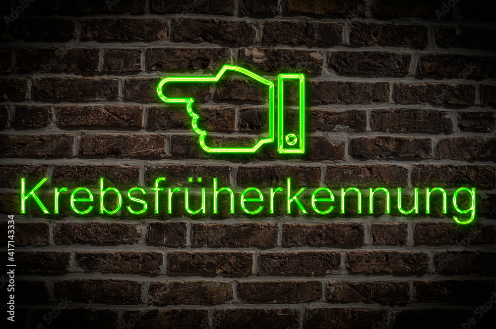 Fototapeta premium Leuchtreklame Krebsfrüherkennung
