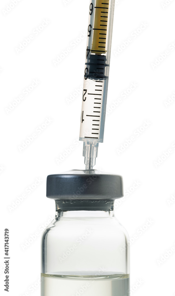 syringe and medicine bottle