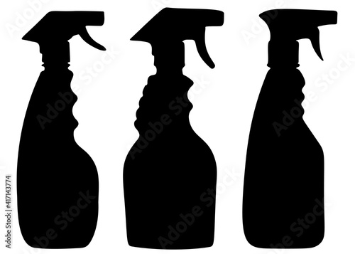 Detergents for glass and home cleaning in a set.