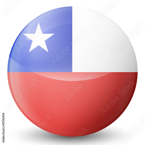 Free Download Glass light ball with flag of Chile. Round sphere, template icon. Chilean national symbol. Glossy realistic ball, 3D abstract vector illustration highlighted on a white background. Big bubble. - GFXLoad