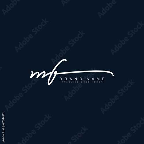 MF Initial Letter Logo - Handwritten Signature Style Logo photo