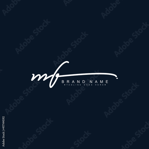 MF Initial Letter Logo - Handwritten Signature Style Logo