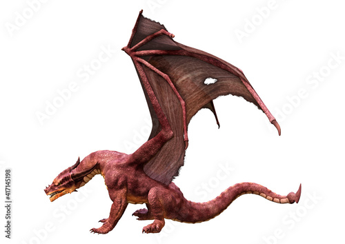 3D Rendering Fairy Tale Dragon on White