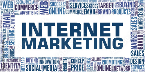 Internet marketing vector illustration word cloud isolated on a white background.