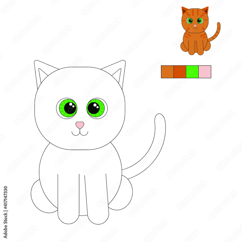 Obraz premium Coloring book. Red cat. Child development. We draw and learn about the world. Children from 3 years old.