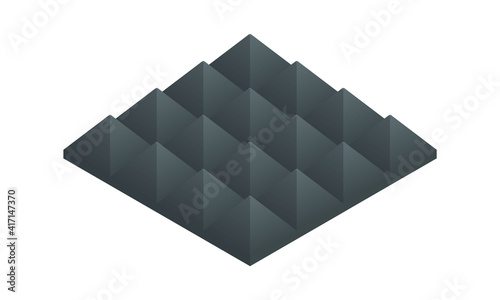 Isometric vector illustration soundproof panel of polyurethane foam isolated on white background. Realistic soundproofing material block icon in flat cartoon style. Acoustic soundproofing.
