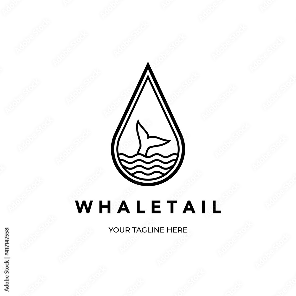 water whale tail logo icon line art minimalist vector illustration design water whale tail logo icon line art minimalist vector illustration design