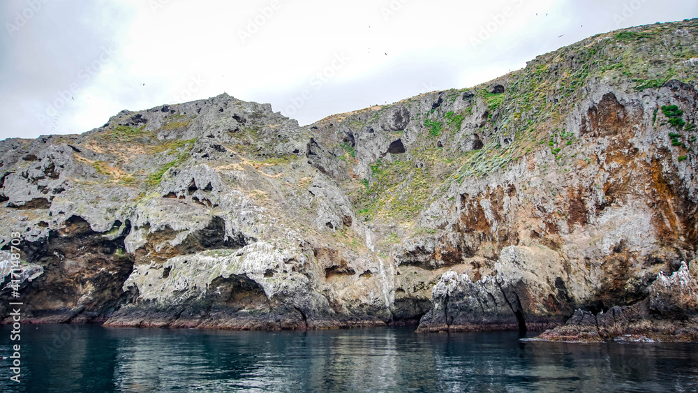 Beautiful massive cliffs of Anacapa Island in the Channel Islands National Park, California, USA