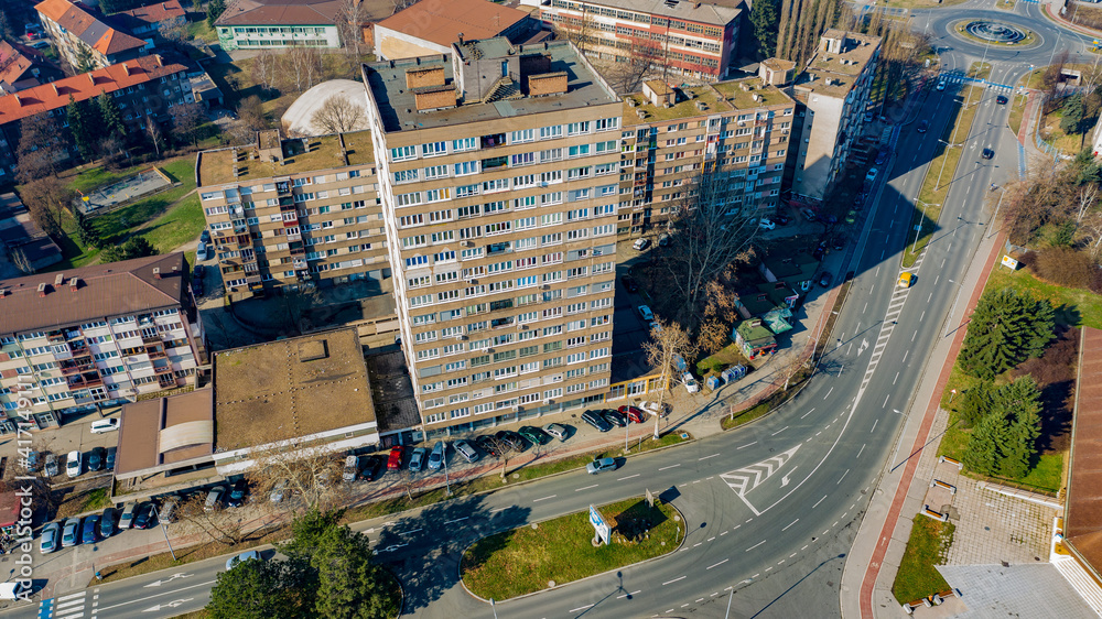 Fototapeta premium a beautiful industrial town with Austro-Hungarian architecture in the center of Bosnia. Zenica is an industrial city of iron and coal
