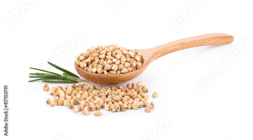 Organic Buckwheat on white background