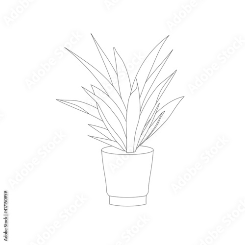 Flower Pot sansevieria in pot monochrome icon art design element stock vector illustration for web, for print, for flower shop, for packaging design