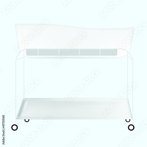 Illustration of baby crib in the hospital.