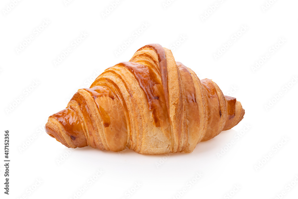 Fresh croissant on white background