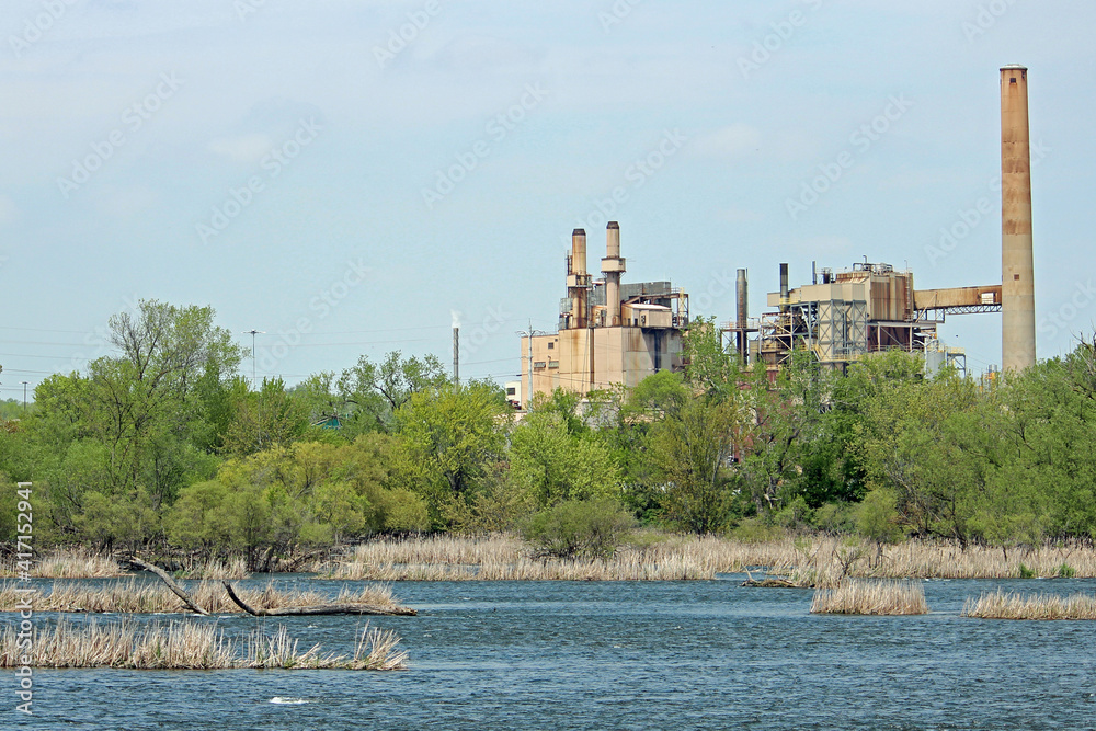 Naklejka premium View of the Papermill from the River
