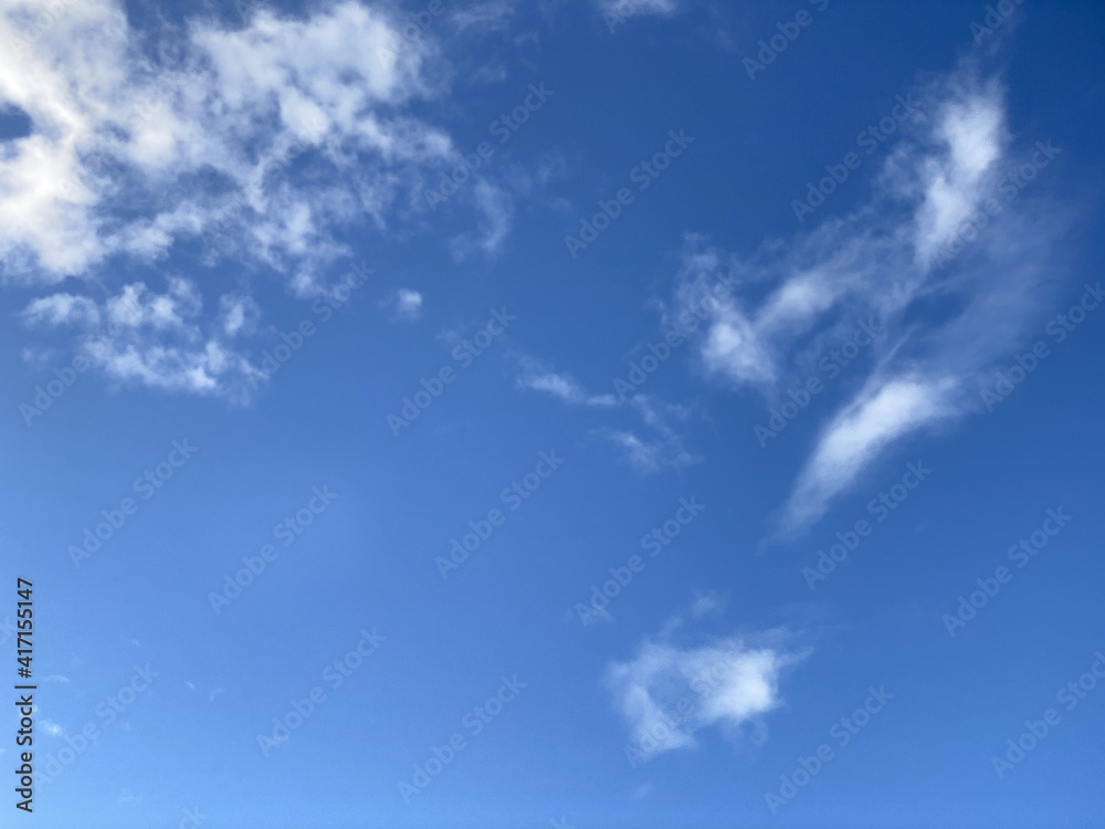 Beautiful blue sky with white clouds and lot of space