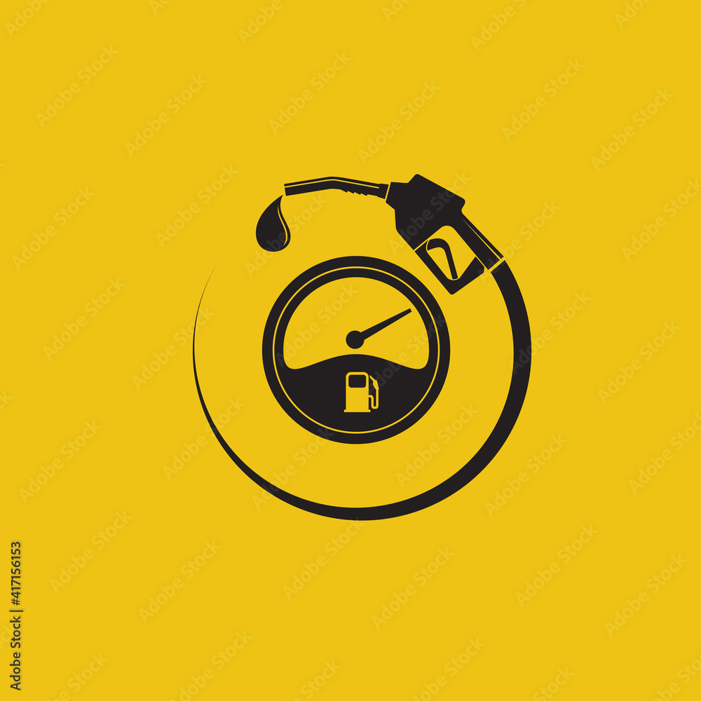 gasoline fuel pump nozzle poster isolated on yellow background gasoline fuel pump nozzle poster isolated on yellow background