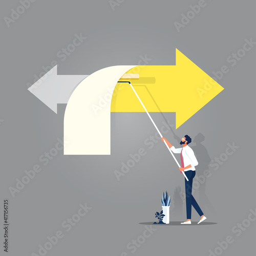 New way- Improvement and change management concept, Two arrow signs representing the new way and old way approach to business