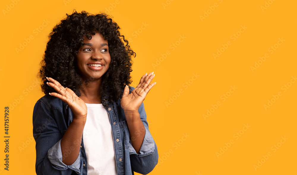 Emotional african american woman looking at empty space Emotional african american woman looking at empty space