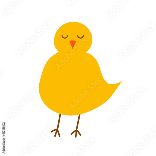 Vector Easter chicken. Cute hand drawn yellow chicken sketch. Simple hand drawn Easter decor.