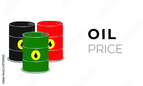 A vector of petrol and diesel barrel with oil price word on white background