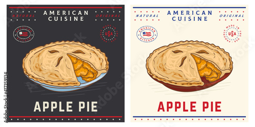Apple pie vintage retro illustration