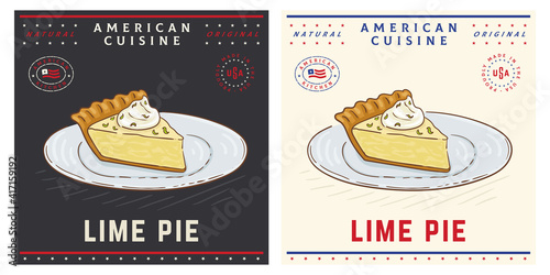 Key lime pie piece slice on plate