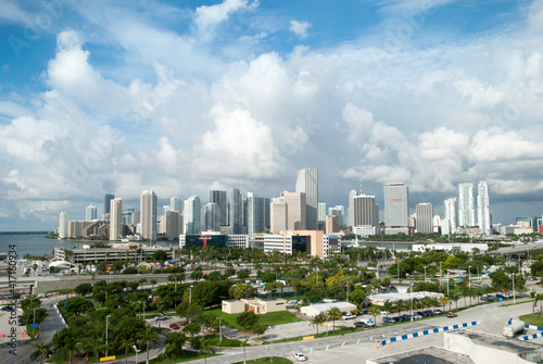 Miami Downtown Skyline Under Cloudy Sky