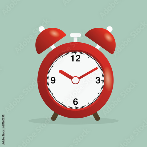 Retro clock design concept. Red alarm clock is ringing. Retro alarm clock. Illustration of Alarm clock pink wake-up time.