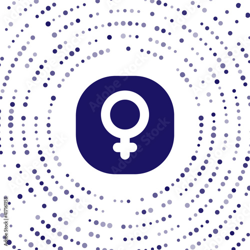 Blue Venus symbol icon isolated on white background. Astrology, numerology, horoscope, astronomy. Abstract circle random dots. Vector.