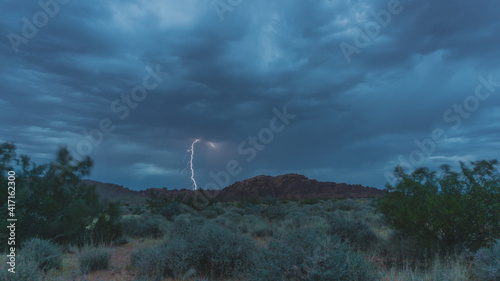 Lightning, thunderstorm in the valley of fire state park, USA