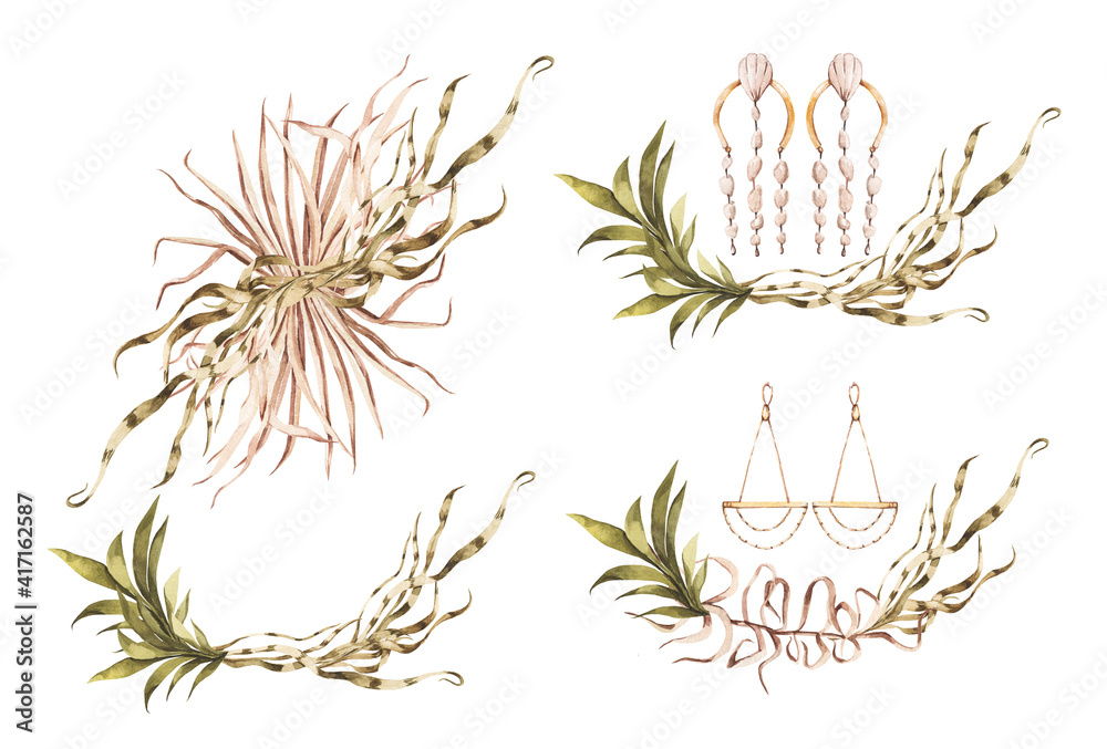 Tropic Leaves Fruits Dry Palm Frames wedding bouquets 