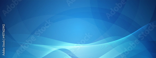 Abstract blue technology wave design, digital network background, vector communication concept, overlapping circle, blank space