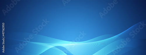 Abstract blue technology wave design, digital network background, vector communication concept, blank space